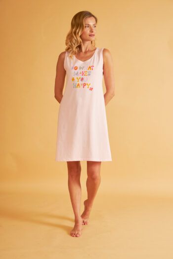 Harmony Νυχτικό Μονόχρωμο cotton/modal Αμάνικο Happy- Pink Medium