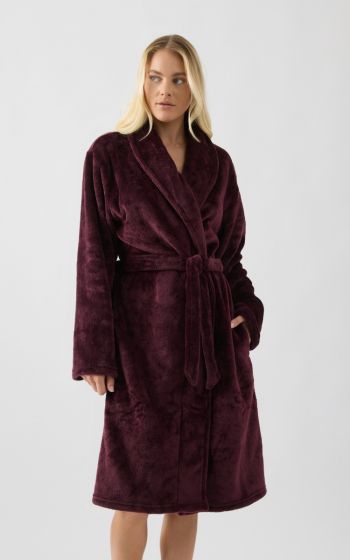 Μinerva Fleece Μακριά Γυναικεία Ρόμπα μονόχρωμη