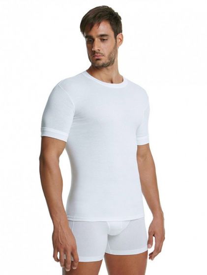 Palco Classic Basic T-Shirt με κλειστή λαιμόκοψη 2Τεμ. Λευκό