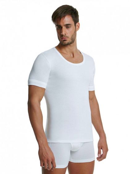 Palco Classic Basic T-Shirt με ανοιχτή λαιμόκοψη 2Τεμ. Λευκό